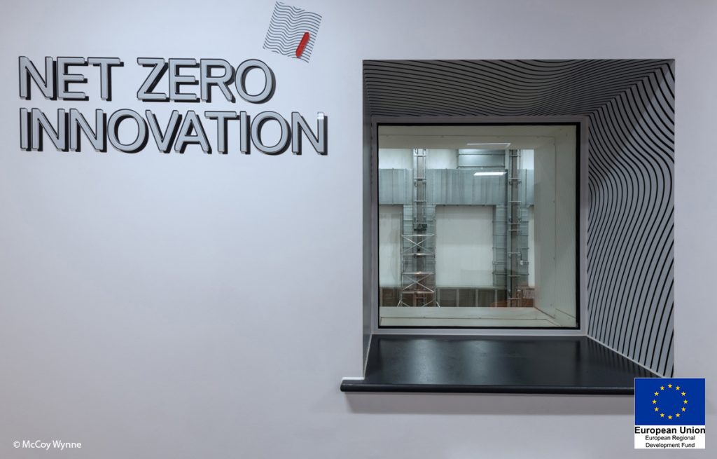 'Net Zero Innovation' with window looking into chamber in Energy House 2.0, University of Salford
© McCoy Wynne