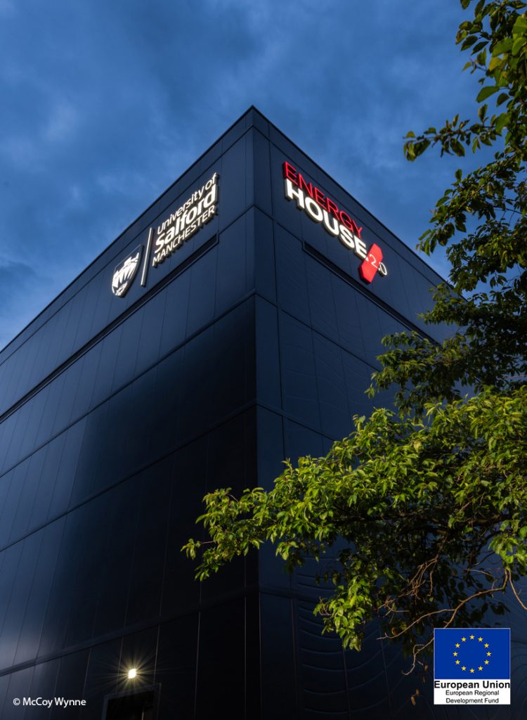 External night shot of Energy House 2.0, University of Salford
© McCoy Wynne